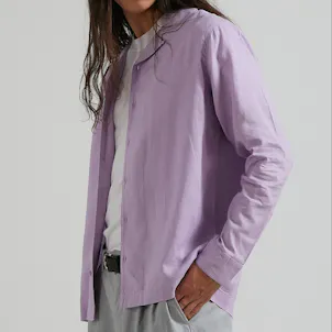 Photo of Afends Mens Critical - THC Essentials - Hemp Cuban Long Sleeve Shirt - Orchid