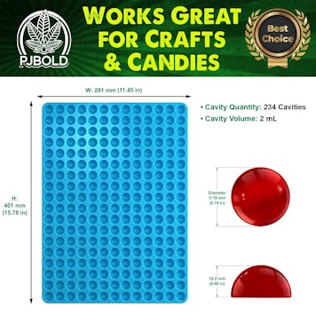 Photo of Half Dome Silicone Mold, 2mL, 234 Cavity, Half Sheet, Blue