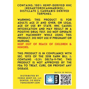 Photo of HHC Cartridge with Lemon Crush Strain Terpenes