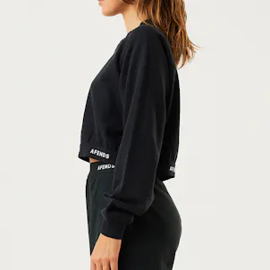 Photo of Afends Womens Homebase - THC Essentials - Hemp Cropped Crew Neck Jumper - Black