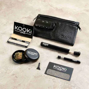 Photo of The On-The-Go Kit | Odour-Sealing Lockable Leather Weed Pouch, Fully Loaded With Accessories