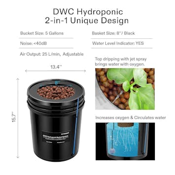 Photo of VIVOSUN 5 Gallon DWC Hydroponic System Kit (4 Bucket, Black)
