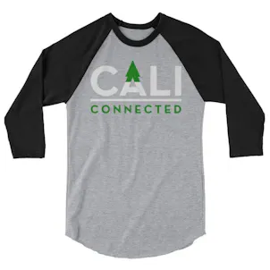 Photo of CaliConnected Unisex Grey 3/4 Sleeve Raglan Tee