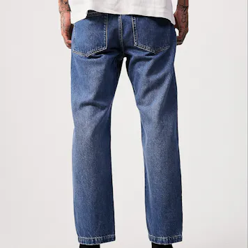 Photo of Afends Mens Ninety Twos - THC Essentials - Hemp Denim Relaxed Jeans - Authentic Blue