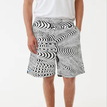 Photo of Afends Mens Broccoli - Hemp Elastic Waist Shorts - Black