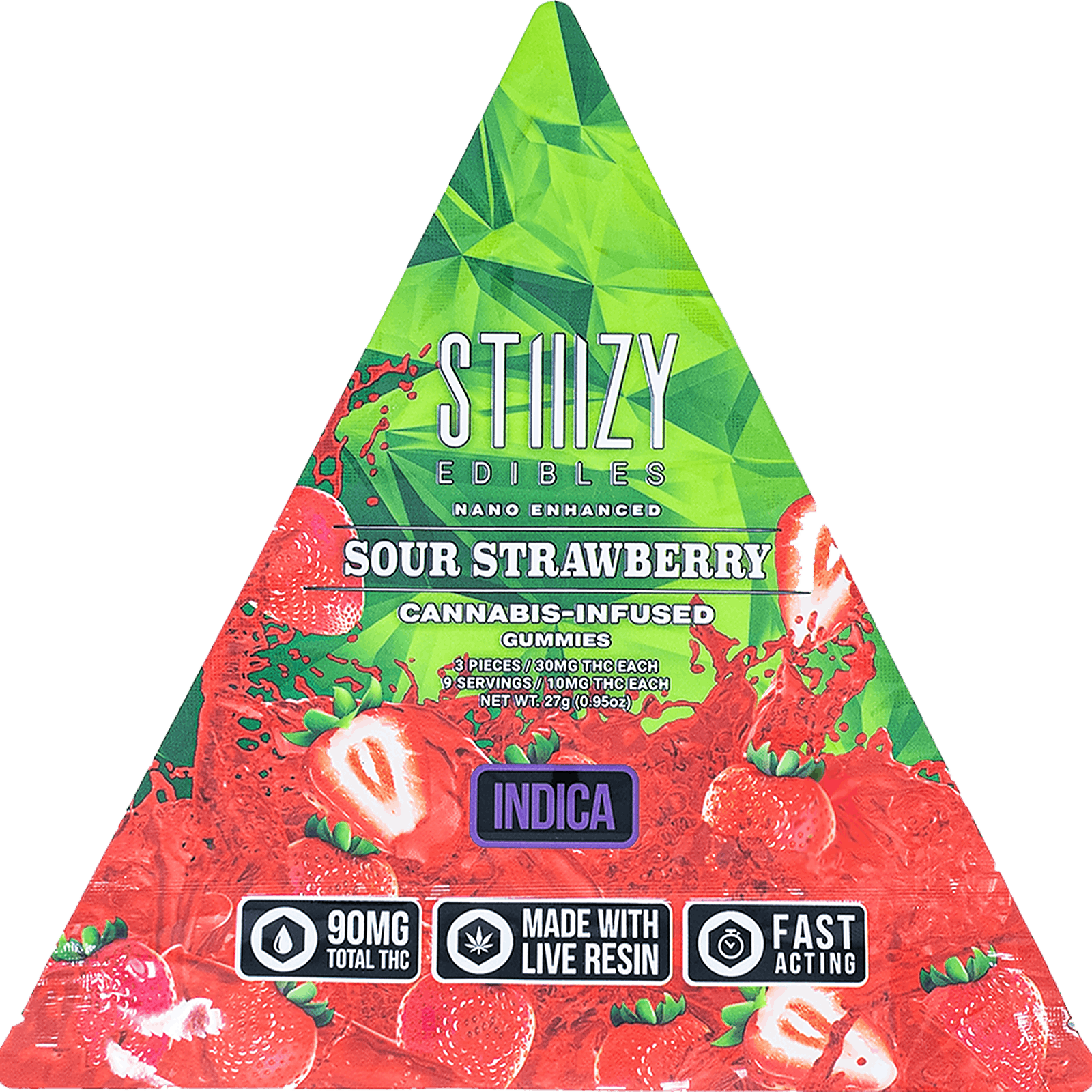 STIIIZY SOUR STRAWBERRY STIIIZY EDIBLES 90MG GUMMY TRIANGLES Leafly