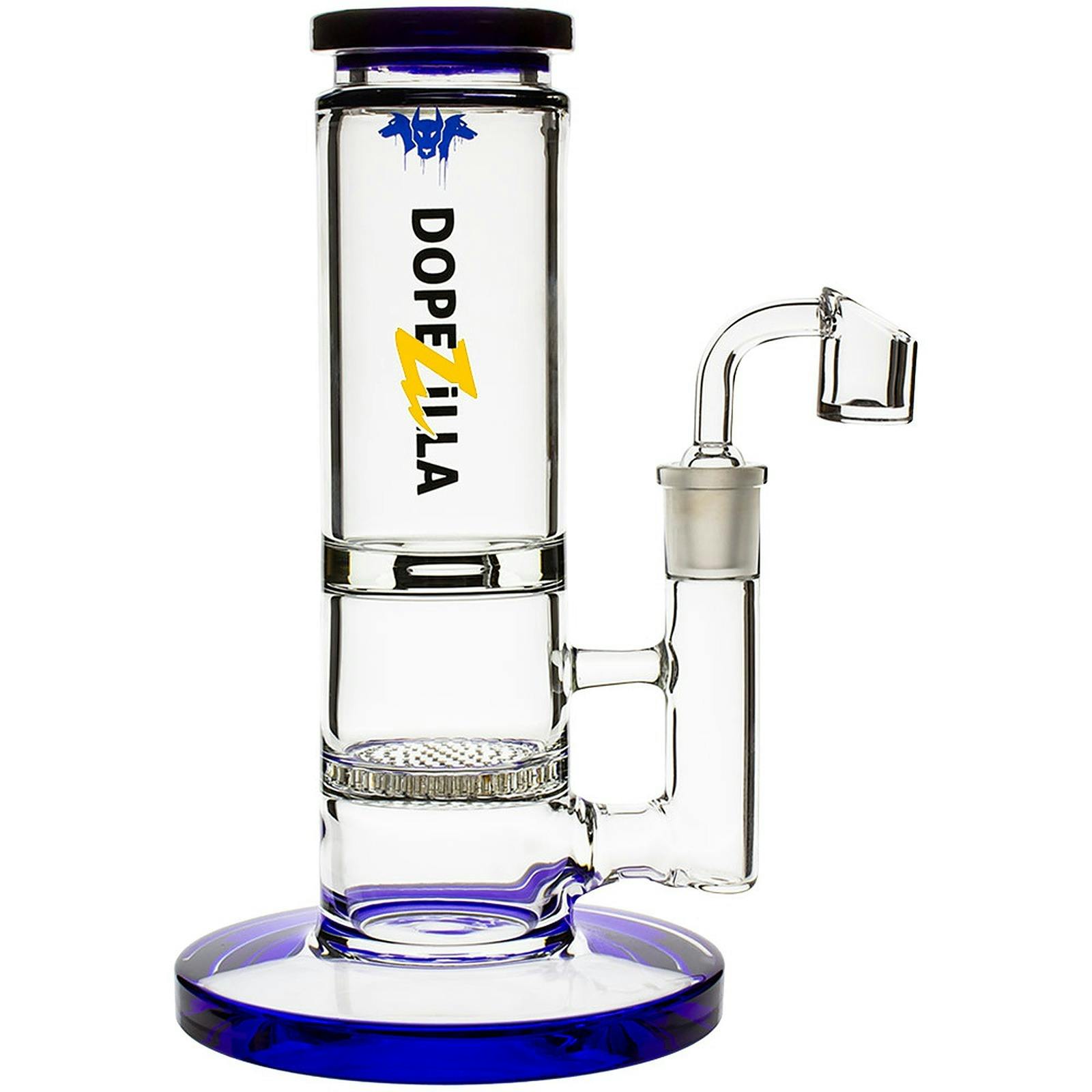 Waterbeds 'n' Stuff Dopezilla 8" Cerberus Dab Rig Dark Blue Leafly