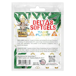 Photo of 25mg Delta 8 Soft Gels By Canna Kings 10 Count