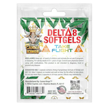 Photo of 25mg Delta 8 Soft Gels By Canna Kings 10 Count