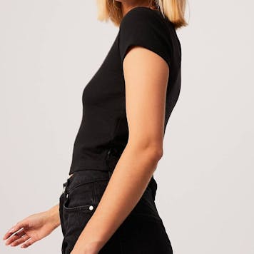 Photo of Afends Womens Faith - THC Essentials - Hemp Ribbed T-Shirt - Black