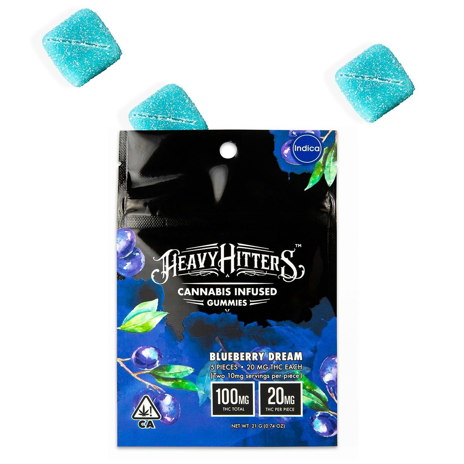 Heavy Hitters Blueberry Dream Ultra Gummy 100mg 5 Pack Indica Leafly