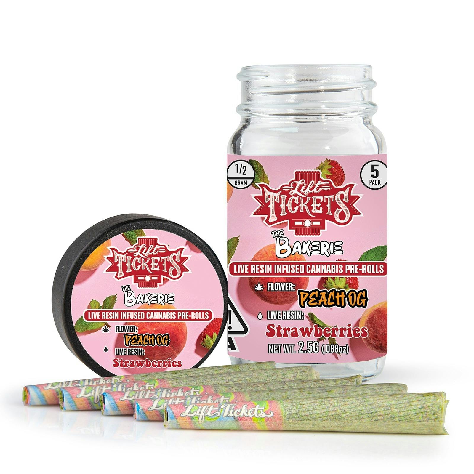 Lift Tickets: 0.5g Infused Pre Roll Multipack (5): Peach OG x ...