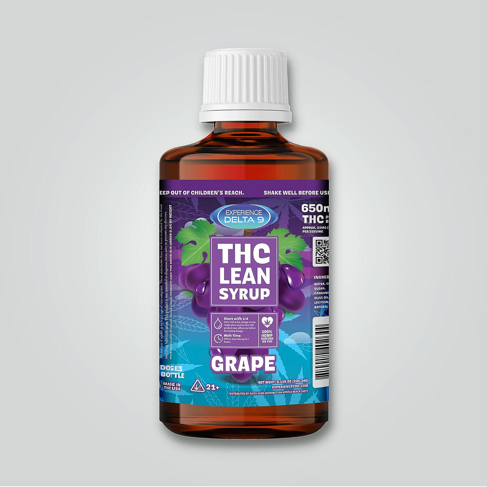 Experience CBD: Delta 9 THC Grape Lean Syrup 650mg | Leafly