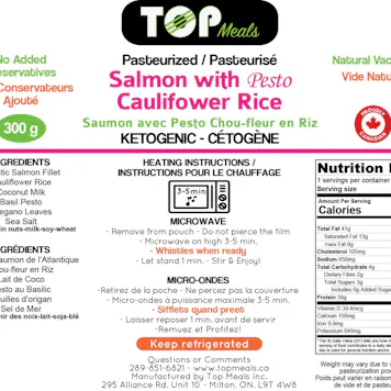 Photo of Salmon/w Pesto Cauliflower Rice Infused with 20 Mg of CBD- (Net weight 300 gr / 10.58 oz)- KETOGENIC