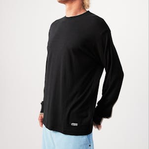 Photo of Afends Mens Essential - THC Essential - Hemp Retro Long Sleeve T-Shirt - Black