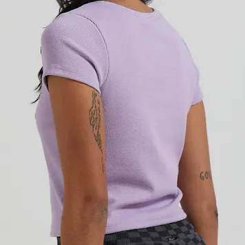 Photo of Afends Womens Faith - THC Essentials - Hemp Ribbed T-Shirt - Orchid