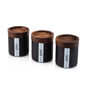Photo of RYOT® Jar Box with 3 Black Jars with Walnut Lid