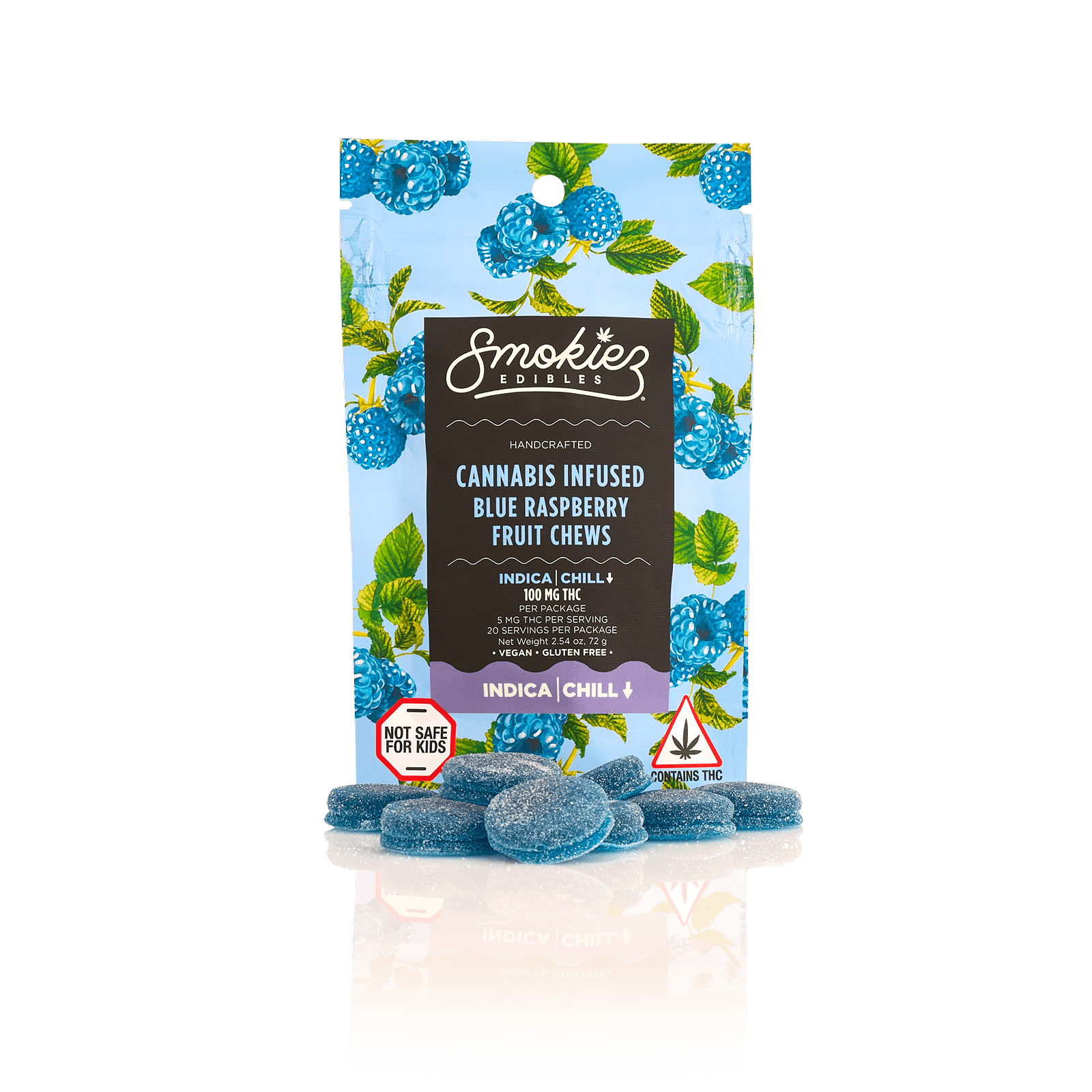 Smokiez Edibles Smokiez INDICA Blue Raspberry Fruit Chews 100mg 20pk