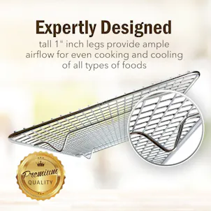 Photo of Jelly Roll Aluminum Cookie Pan Tray with 304 Stainless Steel Cooling& Roasting Wire Rack Set