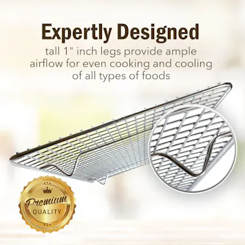 Photo of Jelly Roll Aluminum Cookie Pan Tray with 304 Stainless Steel Cooling& Roasting Wire Rack Set