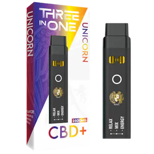 Photo of CBD+ THREE-IN-ONE DISPOSABLE VAPE: UNICORN (2500 MG)