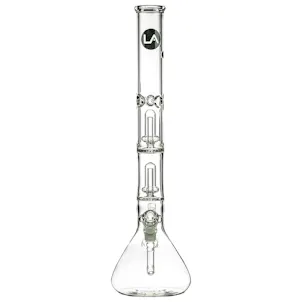 Photo of LA Pipes 20” 5mm Thick Double Showerhead Perc Beaker Bong