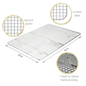 Photo of Commercial Grade Stainless Steel Cooling and Roasting Rack Thick-Wire Grid Fits Jelly Roll Pan