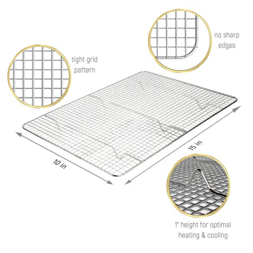 Photo of Commercial Grade Stainless Steel Cooling and Roasting Rack Thick-Wire Grid Fits Jelly Roll Pan