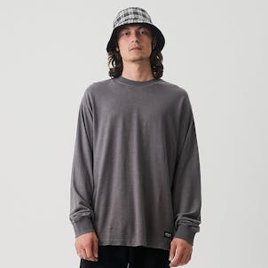 Photo of Afends Mens Essential - THC Essential - Hemp Retro Long Sleeve T-Shirt - Steel