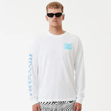 Photo of Afends Unisex Broccoli - Unisex Hemp Long Sleeve T-Shirt - White