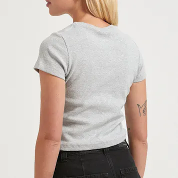 Photo of Afends Womens Faith - THC Essentials - Hemp Ribbed T-Shirt - Shadow Grey Marle