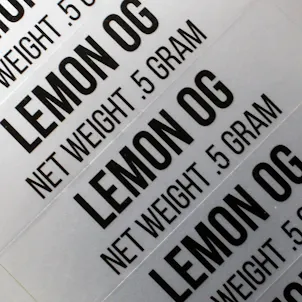 Photo of 100 Lemon OG Medical Marijuana Shatter Labels Stickers RX Strain Flavors for 0.5G STS-013