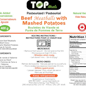 Photo of Beef Meatballs with Mashed Potatoes Infused with 10 Mg of CBD- (Net weight 400 gr / 14.10 oz)