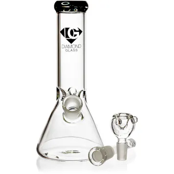 Photo of 8" Mini Beaker Bong w/ Ice Pinch, by Diamond Glass