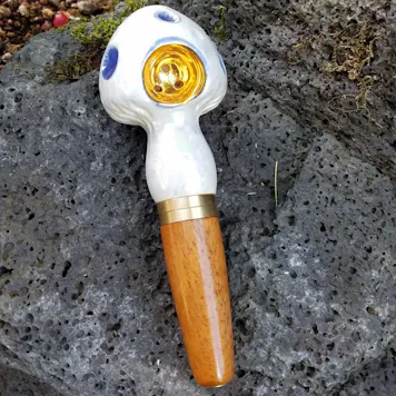 Photo of Hybrid Pipe w/Ceramic and Koa Wood and Gold Bowl (4 3/4 in, 12 cm)