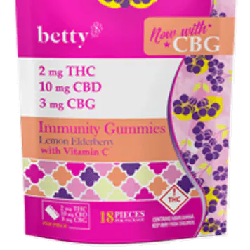 Photo of Lemon Elderberry CBG Immunity Gummies 36mg THC, 180mg CBD, 54mg CBG