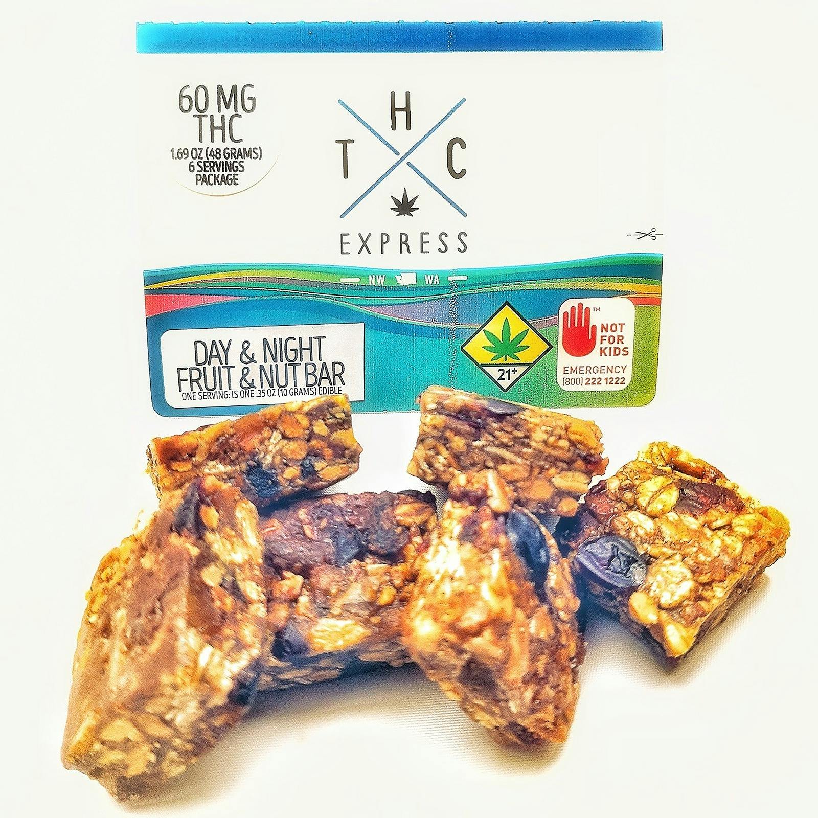 THC Express Day/Night Olympic Range Fruit & Nut Bar Indica/Sativa MultiPack 60mg 6Pack Leafly