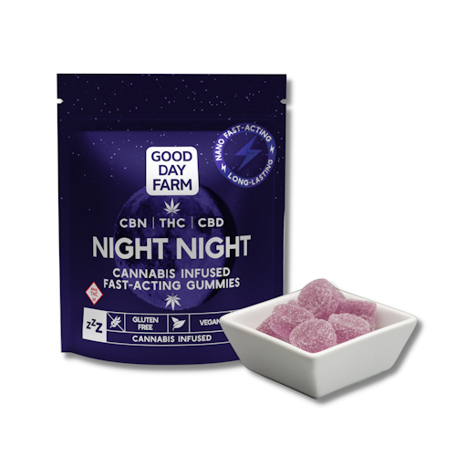 Good Day Farm: Night Night 1:1:1 | NANO Gummies | 10pk | 40mg CBD, 40mg CBN, 40mg THC
