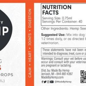 Photo of Made by Hemp Wellness Drops for Dogs (1oz, 200mg CBD)