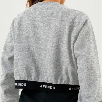 Photo of Afends Womens Homebase - THC Essentials - Hemp Cropped Crew Neck Jumper - Shadow Grey Marle