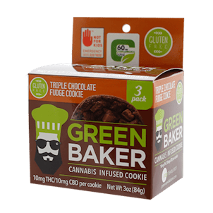 Product image for Green Baker Triple Chocolate Fudge Cookies 1:1 THC:CBD