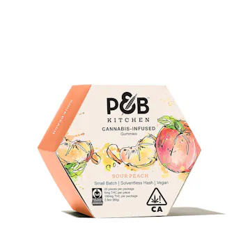 Photo of Sour Peach Solventless Hash Gummies