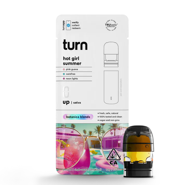 turn: 1.0g pod | hot girl summer | botanica blends | up | | Leafly