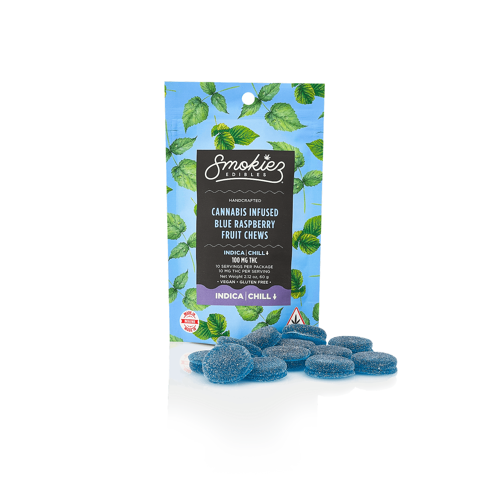 Smokiez Edibles Smokiez INDICA Blue Raspberry Fruit Chews 100mg 10pk