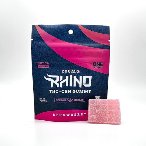 Detroit Edibles: Rhino Gummy - Strawberry - 200mg THC & 50mg CBN | Leafly