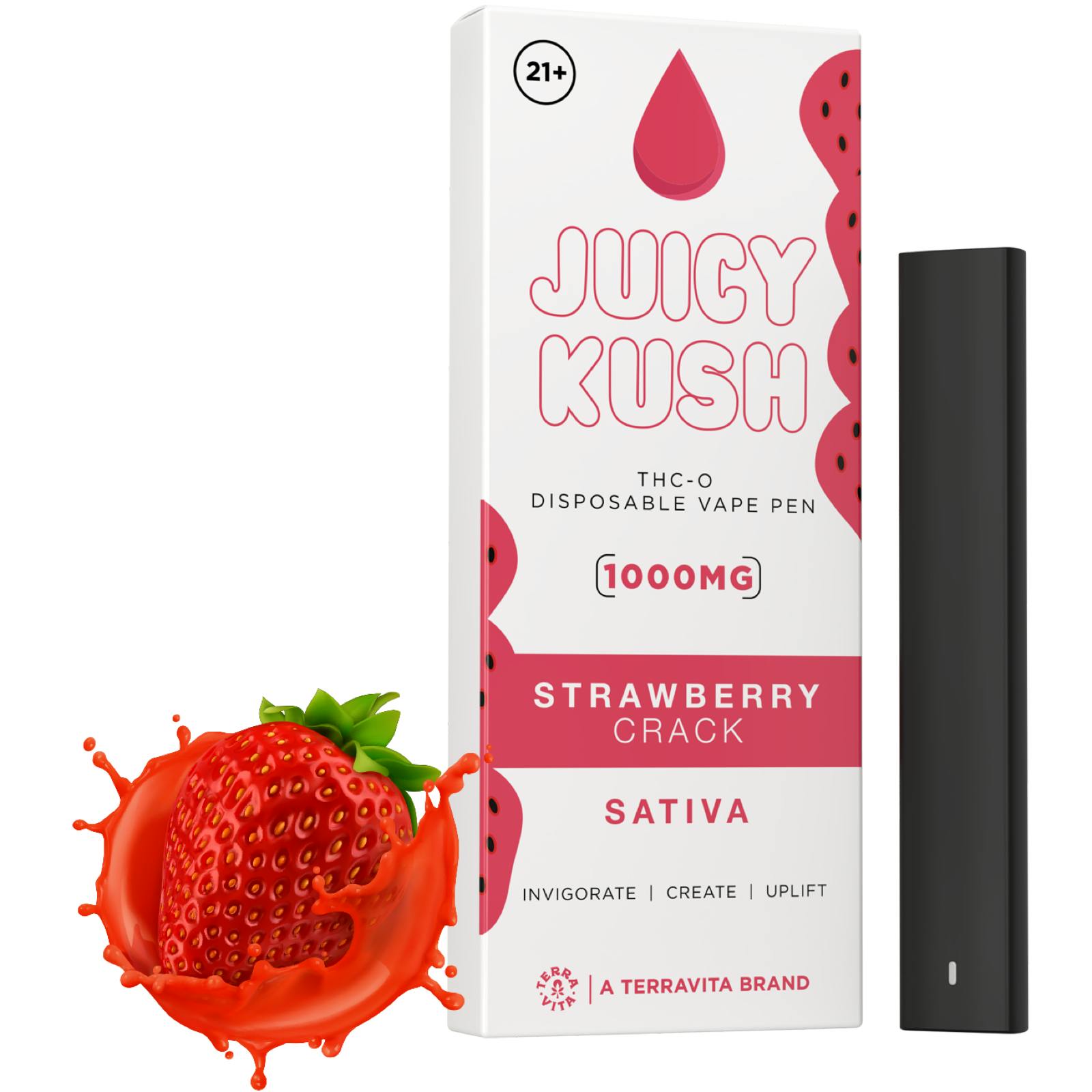 Juicy Kush (20 OFF CODE LEAF20) THCO Vape Strawberry Crack (Sativa