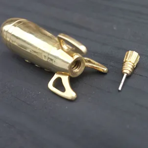 Photo of "Rocket" Pipe - Unique all brass chillum smoking pipe, built-in poker, cleanable and screenless