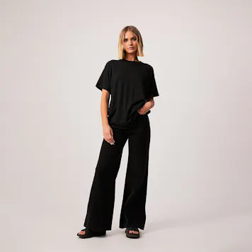 Photo of Afends Womens Slay - THC Essentials - Hemp Oversized T-Shirt - Black