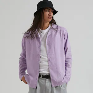 Photo of Afends Mens Critical - THC Essentials - Hemp Cuban Long Sleeve Shirt - Orchid