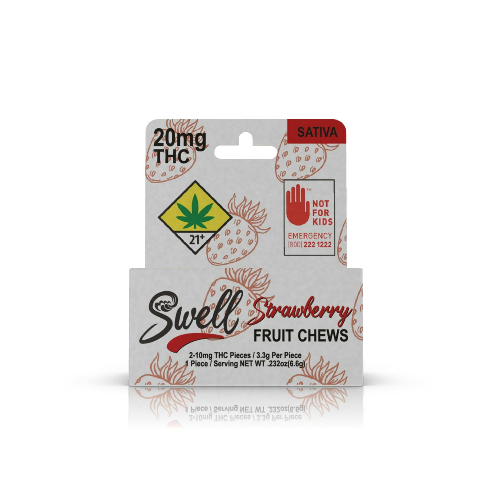 Swell Edibles Sativa Strawberry Fruit Chews 20mg 2pack Leafly
